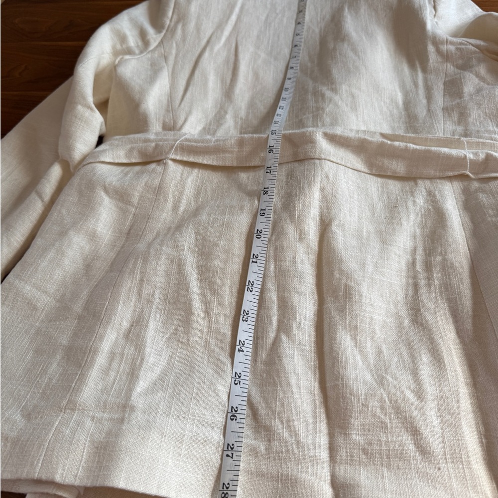 House of Harlow Double Breasted Cream Linen Blend Jacket with Fringed Tie Sz S - Picture 13 of 15